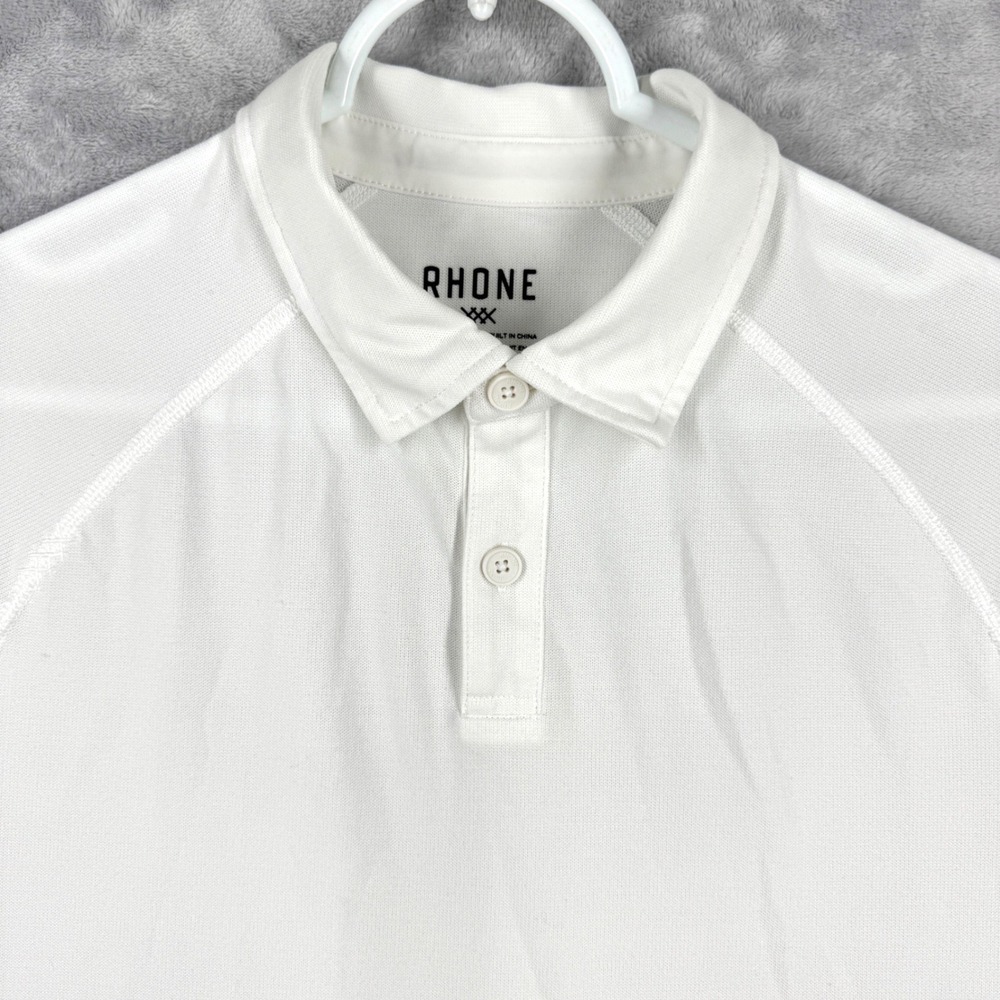 RHONE Delta Pique Polo Shirt Men's S White Performance Short Sleeve Golf Top